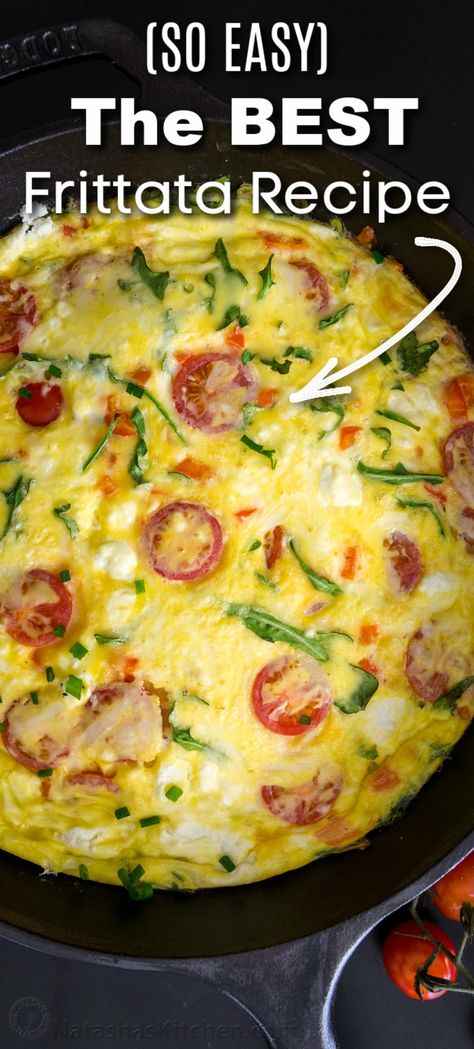 Making a frittata is as simple as it gets for a hearty and healthy breakfast in no time. Large Frittata Recipes, Overnight Frittata Egg Casserole, Best Breakfast Fritatta, Frittata For 2, Whatever Pan Recipes, Christmas Morning Frittata, Frittata Dinner Recipes, Fritata Recipe Italian, Chicken Frittata Recipes