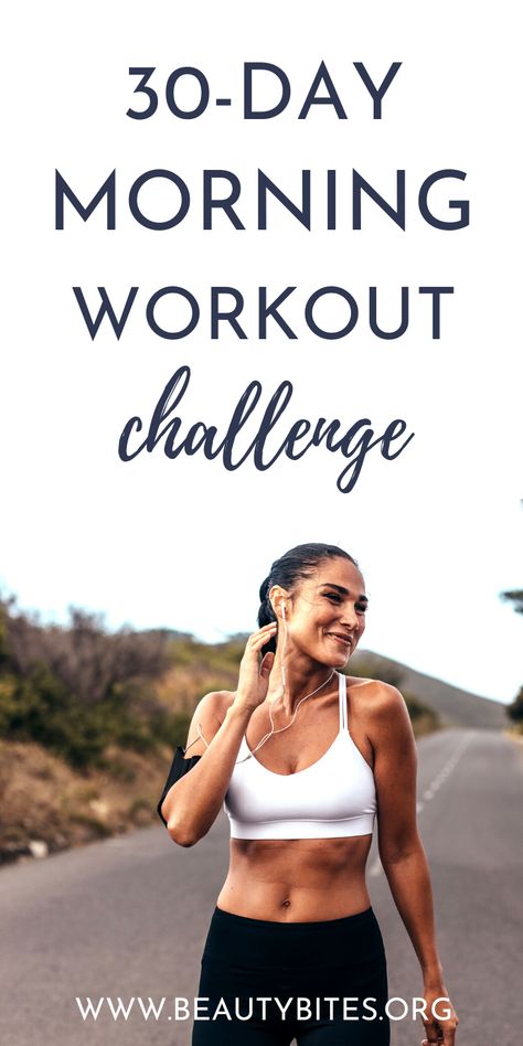 30 Day Morning Workout Challenge - Beauty Bites Morning Workout Challenge, Workout Hacks, Yoga For Flat Belly, Good Mornings Exercise, Morning Workout Routine, Beginner Yoga Workout, 30 Day Fitness, 30 Day Workout Challenge, Fat Burning Workout