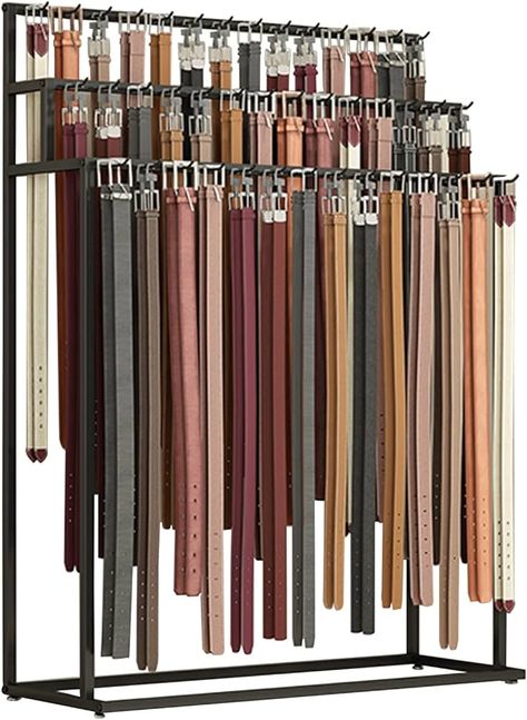 Amazon.com: SLVUAFRN Floor Mounted Belt Hanger, Metal Men Closet Display Stand Organizer, Ties Scarf Rack Shawls Purse Shelf for Clothing Retail Bedroom : Home & Kitchen Belt Display Retail, Purse Shelf, Closet Display, Belt Display Rack, Scarf Rack, Metal Men, Belt Rack, Belt Display, Belt Hanger