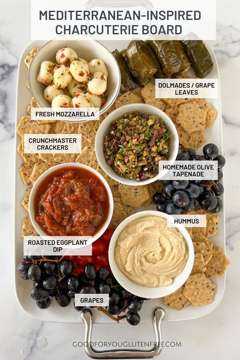 Mediterranean Charcuterie Board, Mediterranean Charcuterie, Olive Tapenade Recipe, Mediterranean Snacks, Mediterranean Appetizers, Tapenade Recipe, Celiac Recipes, Olive Tapenade, Charcuterie Inspiration