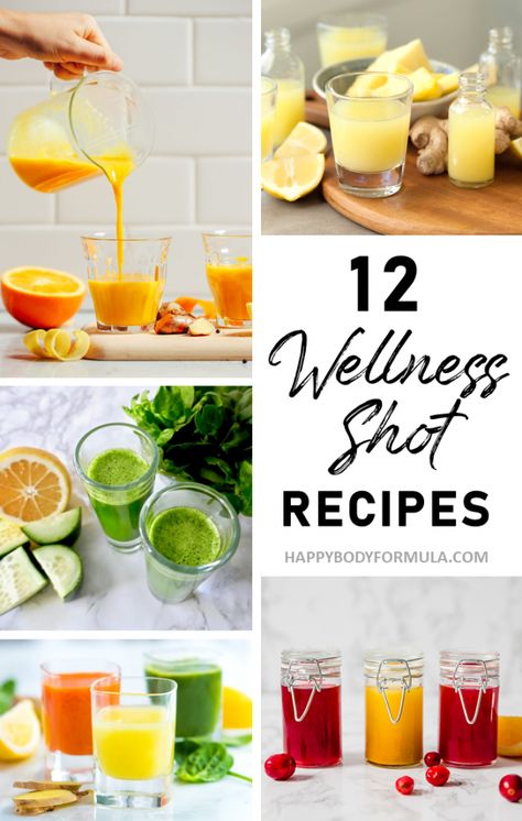 12 Wellness Shot Recipes to Kick Start Your Day | Happybodyformula.com Wellness Shot Recipe, Turmeric Shots, Energy Shots, Wellness Shots, Juicer Recipes, Healthy Juice Recipes, Wellness Recipes, Shot Recipes, Smart Things