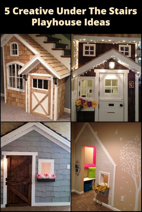 Under The Stairs Playhouse Ideas: Transform that unused space into a magical realm for imaginative play! Indoor Playhouse Ideas, Play Houses For Kids, Closet Playhouse, Under Stairs Playhouse, Under Stairs Playroom, Stairs Indoor, Under Stairs Nook, Space Under Stairs, Storage Stairs