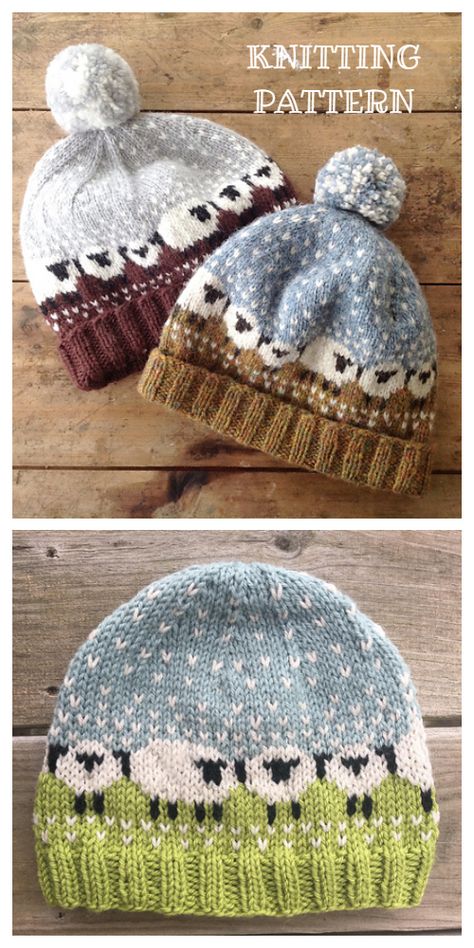 Knit Fair Isle Sheep Hat Free Knitting Pattern & Paid - Knitting Pattern Fair Isle Knitting Patterns Free, Punto Fair Isle, Maglia Fair Isle, Sheep Knitting Pattern, Sheep Hat, Hat Free Knitting Pattern, Baby Hat Knitting Patterns Free, Knit Fair Isle, Baby Hat Knitting Pattern