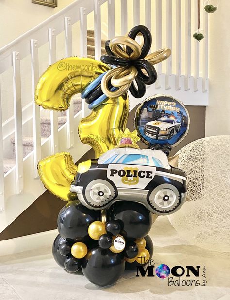 Police Party Balloons, Police Party Decorations, Police Birthday Cakes, Police Themed Birthday Party, Balloon Bouquet Delivery, Police Birthday Party, Baby Birthday Party Theme, Police Party, Police Birthday