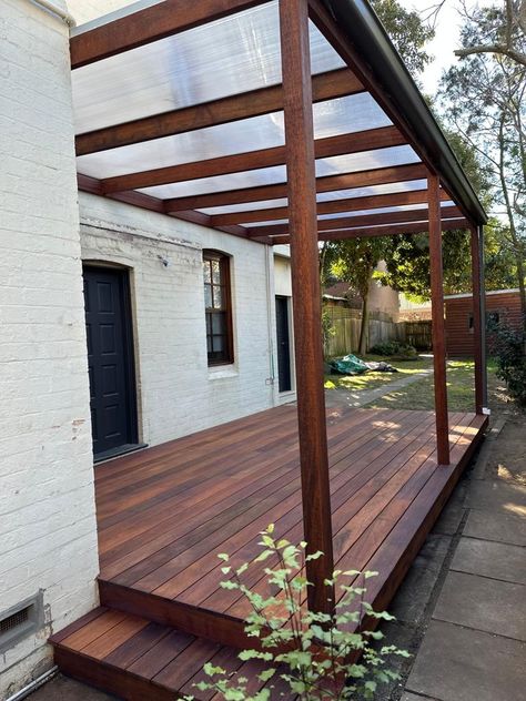 NA Wood Deck With Pergola, Backyard Deck With Pergola, Timber Decking Ideas Outdoor, Deck And Pergola, Merbau Decking, Alfresco Decking, Bungalow Ideas, Timber Pergola, Architect Student