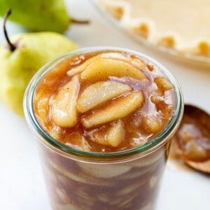 Pear Pie Filling - i am baker Pear Pie Filling, Chunky Applesauce, Spiced Applesauce, Applesauce Recipe, Pear Pie, Homemade Apple Pie Filling, Apple Sauce Recipes, Sliced Pears, I Am Baker