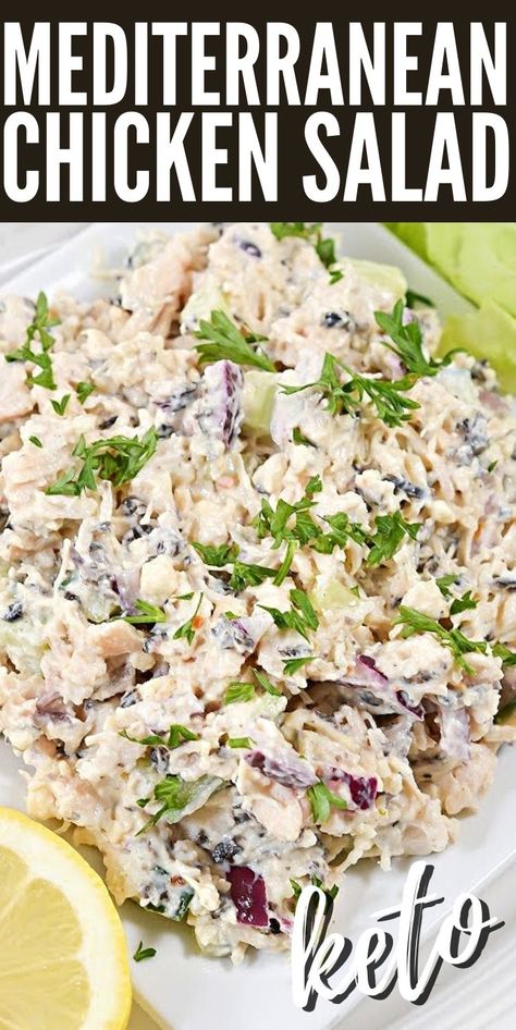 Keto Mediterranean Chicken Salad #ketomediterraneanchickensalad #mediterraneanchickensalad Keto Mediterranean Chicken, Mediterranean Chicken Salad, Mediterranean Diet Food List, Mediterranean Recipes Healthy, Mediterranean Diet Recipes Dinners, Mediterranean Diet Meal Plan, Easy Mediterranean Diet Recipes, Mediterranean Chicken, Mediterranean Dishes