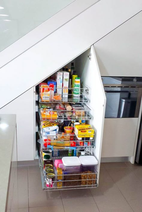 Stairwell Pantry, Storage Under Stairs, Stairs Pantry, Kitchen Under Stairs, Stairs Closet, Under Stairs Pantry, Slide Out Pantry, Kitchen Stairs, تحت الدرج