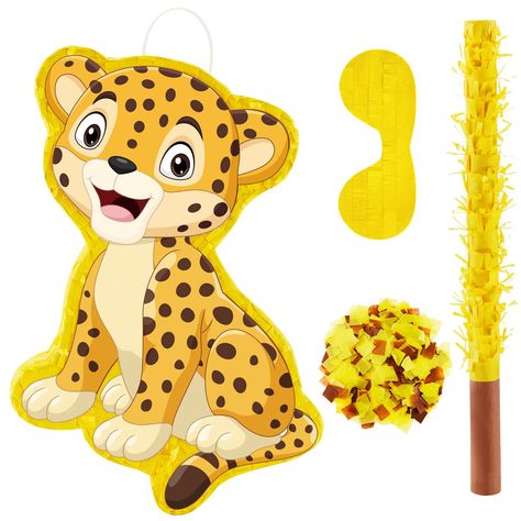 PRICES MAY VARY. Jungle Themed Party Supplies: the package contains 1 leopard pinata, 1 blindfold, 1 pinata stick and 1 bag of confetti, you can use them to plan a fun party game at your upcoming birthday party Suitable Size: the small pinata measures about 40 x 30 x 7.5 cm/ 15.8 x 11.8 x 3 inches, large space for you to fill it with candies, trinkets, chocolates, confetti and more, offering you and your guests a fun experience Fun Operation: the jungle theme pinata can hold candy or small gifts Jungle Safari Party Decorations, Safari Party Decorations, Pinata Stick, Birthday Pinata, Sloth Birthday, Jungle Safari Party, Fun Party Games, Safari Party, Birthday Supplies