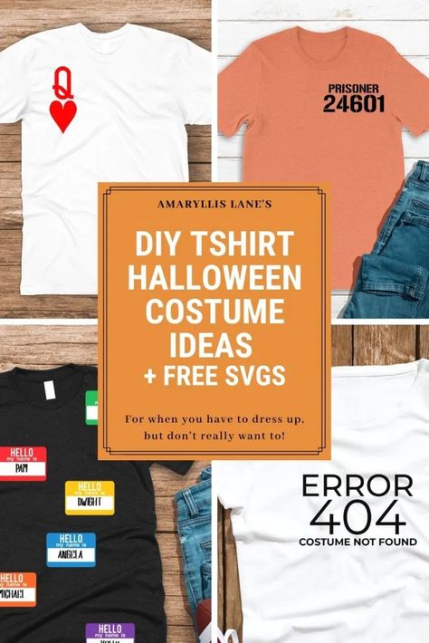 Cricut Halloween Costume Ideas, T Shirt Halloween Costumes Diy, Halloween Tshirt Diy, Easy Adult Halloween Costumes, Halloween Customer, Tshirt Halloween Costumes, Diy Halloween Shirts, Costumes For Work, Mom Costumes