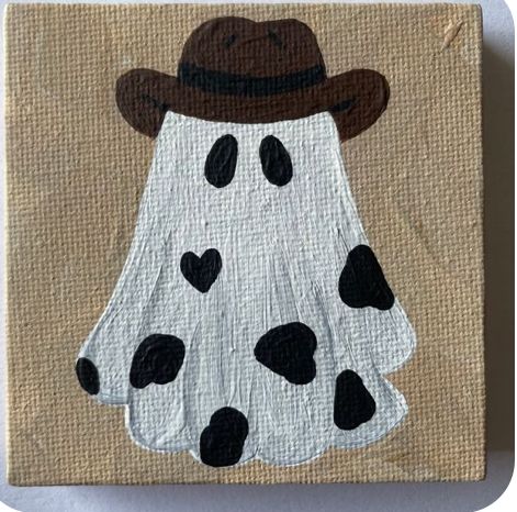 Brown Paintings Easy, Simple Mini Painting Ideas, Small Fall Paintings, Cute Western Paintings Easy, Simple Disney Paintings, Basic Painting For Beginners, Sip And Paint Ideas For Beginners, Large Canvas Painting Ideas Easy, Mini Lienzos Ideas