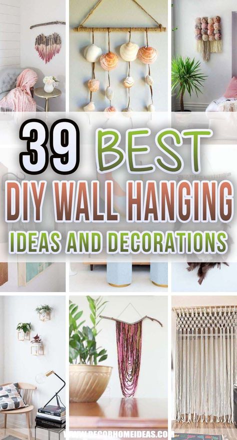 Best DIY Wall Hanging Ideas Decor. DIY wall hanging ideas that will help you make your home cozier and add warmth to blank walls. Wall decorations that are easy to DIY. #decorhomeideas Hanging Wall Art Diy, Diy Wall Hanging Ideas, Diy Wall Hanging Yarn, Photo Wall Hanging, Diy Tapestry, Diy Wall Decor For Bedroom, Ribbon Wall, Wall Hanging Ideas, Yarn Wall Art