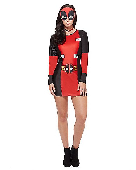 Adult Deadpool Dress - Marvel - Spirithalloween.com Superhero Halloween Costumes For Women, Superhero Costumes For Kids, Female Deadpool Costume, Deadpool Halloween Costume, Superhero Costumes Kids, Superhero Halloween Costumes, Deadpool Costume, Deadpool Cosplay, Superhero Halloween