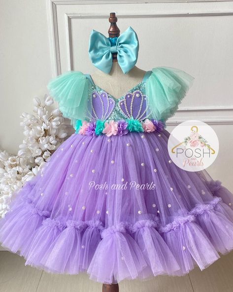 Mermaid themed gowns 🩵💜 Available on hand! size for 1-2 yrs old Place your orders now 🤗 Baby Girl Fancy Dresses, Mermaid Dress For Kids, Kids Frock, Kalamkari Dresses, Baby Birthday Dress, Kids Dress Wear, Barbie Dress Fashion, Baby Dress Design