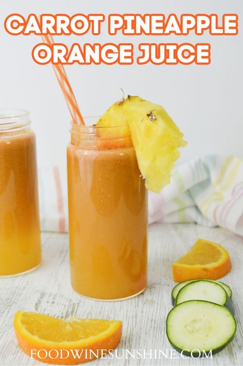 Orange Juice Benefits, Orange Pineapple Juice, Orange Carrot Juice, Carrot Juice Recipe, Pineapple Juice Recipes, Orange Juice Recipes, Cucumber Juice, Organic Juice, Carrot Juice