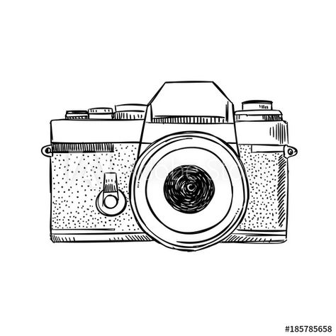 Hand drawn vintage camera illustration. Sketched photography equipment - Buy this stock vector and explore similar vectors at Adobe Stock | Adobe Stock Vintage Camera Sketch, Retro Camera Tattoo, Vintage Camera Illustration, Photography Illustration Camera, Vintage Camera Drawing, Camera Drawing Simple, Vintage Camera Tattoos, Gratitude Poster, Camera Sketch