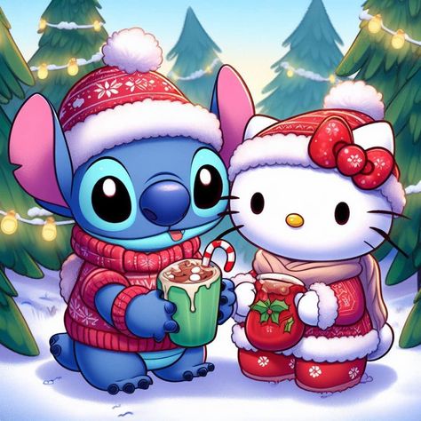 Stitch And Hello Kitty, Hello Kitty And Stitch, Stitch Hello Kitty, Disney Pokemon, Stitch Wallpapers, Pink Hello Kitty Wallpaper Iphone, Lilo And Stitch Toys, Christmas Wallpaper Iphone Cute, Lilo And Stitch Quotes