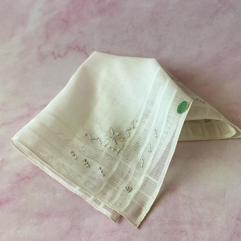 Vintage Handmade Ivory Linen Cotton Madeira Handkerchief, Bridal/Keepsake/Heirloom Handkerchief by RoxxPicks on Etsy Embroidered Handkerchief, Heirloom Gifts, Vintage Handkerchiefs, Ivory White, Thread Work, Something Old, White Embroidery, Scarf Accessory, Embroidery