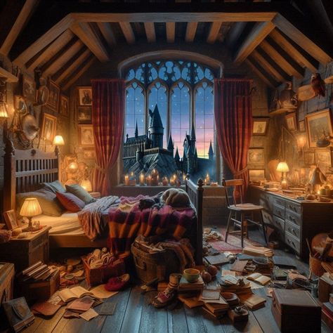 Cozy gryffindor bedroom, is a magical mess 🪄✨ #hogwarts #gryffindor #cozybedroom Gryffindor Bedroom, Hogwarts Dorm Room, Hogwarts Dorm, Academy Aesthetic, Hogwarts Gryffindor, Castle Bedroom, Hogwarts Houses, May 7, Cozy Bedroom