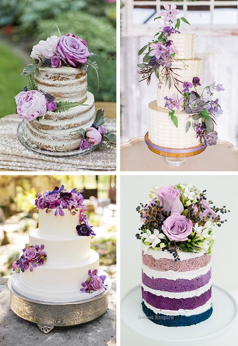 Purple wedding flowers cake decor Wedding Cake Simple Buttercream, Cakes With Flowers, Cakes Simple, Purple Wedding Cake, Wedding Cake Fresh Flowers, Big Wedding Cakes, Purple Wedding Cakes, Floral Wedding Cakes, Flowers Cake