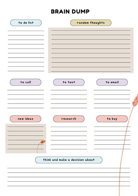 #Organisation #Braindump_Template #Brain_Dump_Template_Free_Printables #Goodnotes_Planner_Template Daily White Board Ideas, Braindump Template, Journal Planner Ideas, Brain Dump Journal, Ipad Templates, Dump Journal, Study Planner Printable, Daily Planner Pages, Writing Therapy