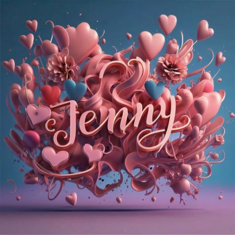 Ideogram Jenny Name Wallpaper, Jenny Name, Photo Typography, Wallpaper Girly, Poster Photo, 3d Render, Pink And Purple, 3d Rendering, Colorful Flowers