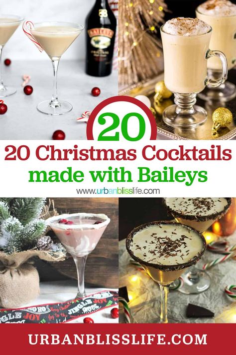 These 20+ recipes are the Best Christmas Baileys Cocktails! Fun and festive 21+ boozy Christmas drinks for your next Christmas party. Get the recipes at UrbanBlissLife.com. Cocktails With Baileys, Cocktails For Christmas, Baileys And Vodka, Baileys Christmas, Baileys Recipes Drinks, Easy Christmas Drinks, Homemade Baileys Irish Cream, Baileys Drinks, Baileys Cocktails