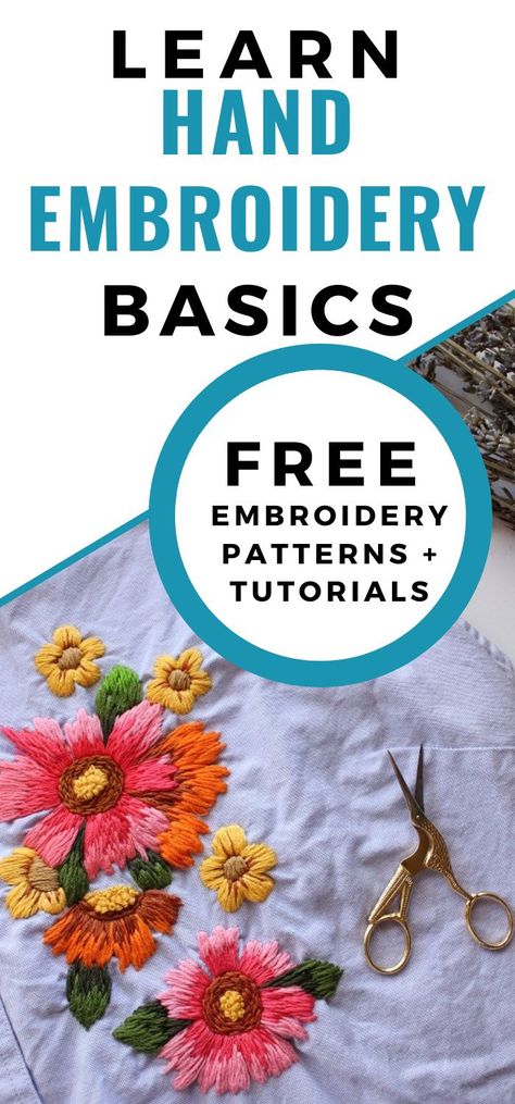 Embroidery Patterns Beginner Free, Fill Embroidery Stitches, Free Flower Embroidery Patterns, Simple Embroidery Tutorial, Free Hand Embroidery Patterns Printable, Renfaire Crafts, How To Start Embroidery Thread, Hand Embroidery Tutorial Beginner, Free Embroidery Patterns Printables