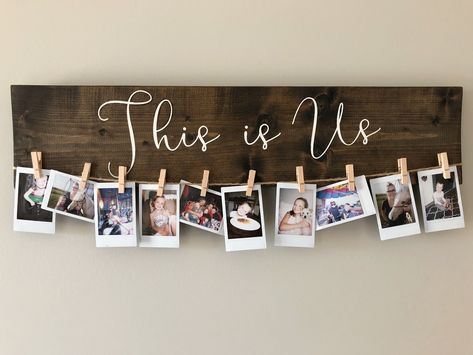 Instax Picture Ideas, Instax Picture, Displaying Family Pictures, Diy Photo Holder, Idee Babyshower, Rustic Pictures, Custom Wooden Signs, Picture Holders, Photo Holder