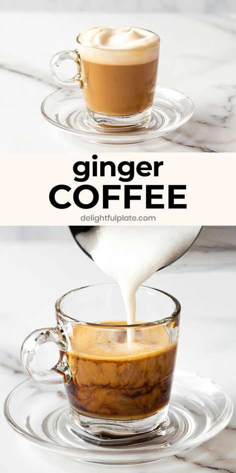 Hot Ginger Drink, Ginger Coffee Recipe, Fall Hot Drinks, Hot Beverage Recipes, Winter Coffee Drinks, Hot Drinks For Winter, Cafe Food Ideas, Seasonal Coffee Drinks, Warm Drinks Recipes