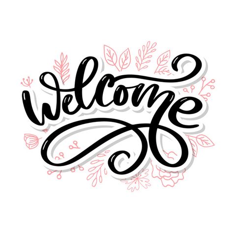 Welcome brush lettering | Premium Vector #Freepik #vector Welcome Images Pictures, Welcome Drawing, Welcome Graphic, Welcome Lettering, Calligraphy Banner, We Are Open Sign, شركة المرعبين المحدودة, Welcome Font, Ring Drawing