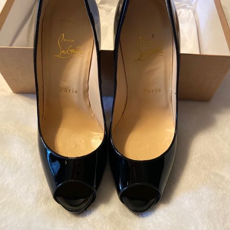 Only Worn Twice! Great Condition With Plenty Of Life Left. These Heels Will Never Go Out Of Style! Christian Louboutin Iriza, Christian Louboutin Pigalle Follies, Christian Louboutin Pigalle, Black Patent Leather Pumps, Christian Louboutin So Kate, Christian Louboutin Women, Black Leather Pumps, Louboutin Heels, Christian Louboutin Heels