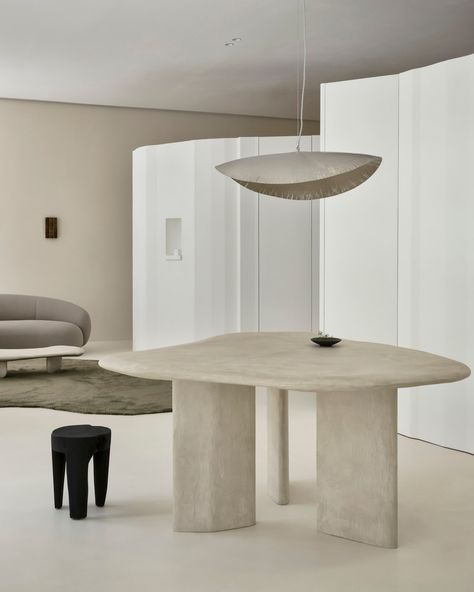 Cloud Table, 2022⁠ Wood, lime plaster⁠ H. 73 x W. 180 x D. 180 cm⁠ ⁠ Part of the 'Cloud' series by artists DEGLAN, the table is a reflection of the serene beauty found in the ever-changing landscapes of nature. Inspired by the ethereal allure of cloud formations and natural vistas, each piece boasts soft, flowing forms that exude an undeniable sense of tranquility.⁠ ⁠ Photo: @piet.albert.goethals⁠ ⁠ For more information and sales please contact the gallery: info@charlesburnand.com⁠ ⁠ #charles... Oversized Floor Lamp, Jin Yang, Steel Pendant Light, Lime Plaster, Unique Interiors, Stainless Steel Countertops, Oak Panels, Modular Walls, Neutral Interiors