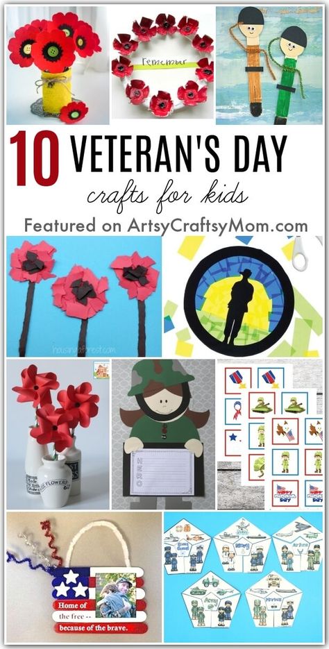 Honor military veterans and learn about the importance of Veterans Day on 11th November with these Veterans Day Crafts for Kids. Crafts For Veterans, Veterans Day Crafts For Kids, Veterans Day For Kids, Veterans Day Crafts, Military Crafts, Veterans Day Activities, Poppy Craft, School Kids Crafts, November Crafts