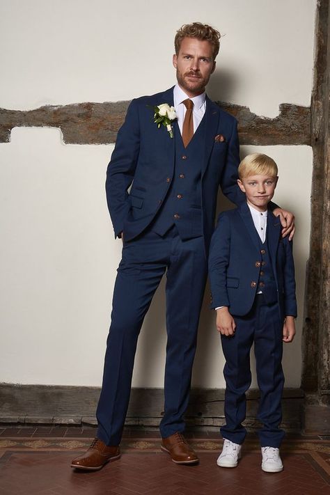 Matching Father & Son | Men’s MAX Royal Blue Three Piece Suit Wedding Suits Men Blue, Blue Three Piece Suit, Blue Groomsmen, Navy Suit Wedding, Wedding Groomsmen Attire, Royal Blue Suit, Wedding Tux, Mens Wedding Attire, Groom Wedding Attire