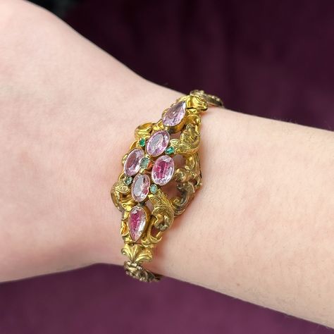 Victorian Bracelet, Edwardian Engagement Ring, Emerald Bracelet, Antique Bracelets, Pink Topaz, Box Clasp, Fiery Red, Memento Mori, Antique Jewellery