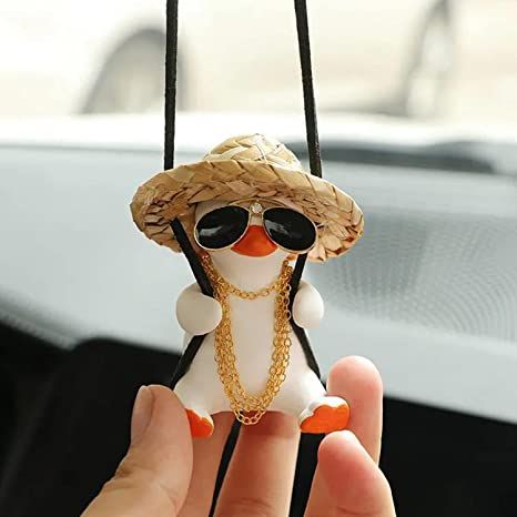 Hanging Duck For Car, Swinging Duck Car Ornament, Cute Car Hanging Decor, Cute Car Stuff, Car Rear View Mirror Decor, Cute Car Seat Covers, Car Mirror Hanging Accessories, Car Hanging Accessories, Mirror Car Accessories