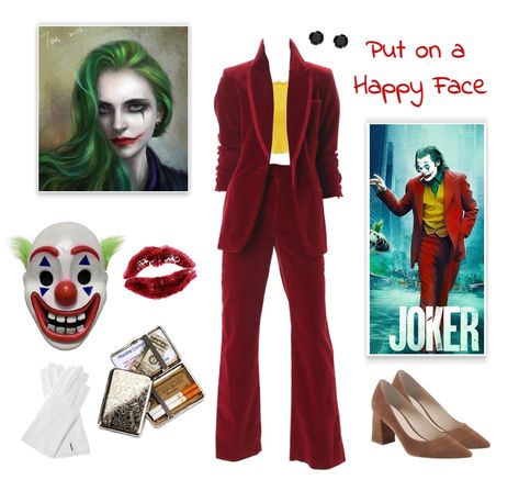 Joker Inspired Outfit Women, Joker Costume Diy Female, Joker Outfit Women, Joker Outfit Ideas, Joker Inspired Outfit, Sally Halloween Costume, Joker Suit, Halloween Fashion Outfits, Joker Outfit