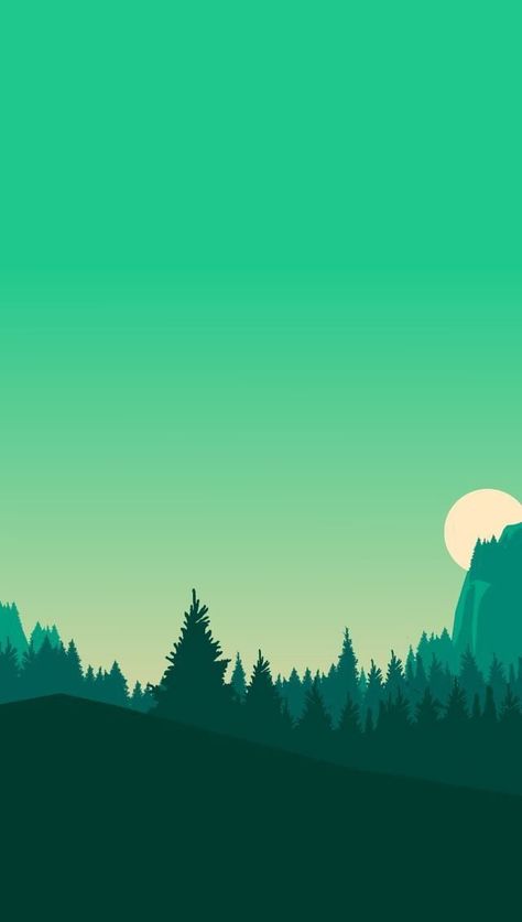 I need some wallpapers, share yours. Tree Logo Design, Wallpaper Soft, La Art, Minimal Wallpaper, Mountain Wallpaper, Green Landscape, Landscape Illustration, Minimalist Wallpaper, Environmental Art