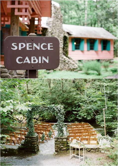 Smokey Mountain Cabins, Spence Cabin, Pretty Place Chapel, Forest Wedding Ceremony, Gatlinburg Weddings, Tennessee Wedding Venues, Mountain Wedding Photos, Smoky Mountain Wedding, Smoky Mountains Cabins