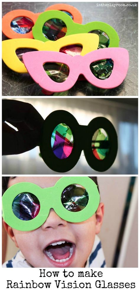 How to make diy rainbow vision glasses {Fun Kids Craft for those snow days!} Paper Glasses Craft, Glasses Craft For Kids, Kids Day Ideas, Sunglasses Craft, Rainbow Crafts For Kids, Stem Art, Fun Glasses, Carnival Crafts, Diy Glasses