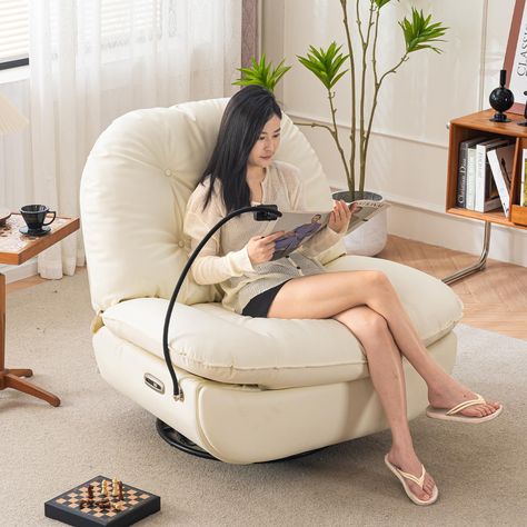 PRICES MAY VARY. Power Glider Recliner -- This glider rocker recliner chair can rotate 360 degrees, lift or tilt, and you can also move the backrest and footrest either by voice control or directly by pressing the side buttons. You can easily adjust your sitting position to find the perfect angle for relaxation. Wide & Comfy Seat -- This electric recliner chair is suitable for people of all sizes. The 44.88" seat width, 22.04" seat depth and 25.59" long backrest provide perfect support for your Modern Recliner Chairs, Comfy Reading Chair, Rocker Recliner Chair, Glider Rocking Chair, Farmhouse Style Furniture, Swivel Glider Chair, Swivel Recliner Chairs, Power Recliner Chair, Swivel Glider Recliner