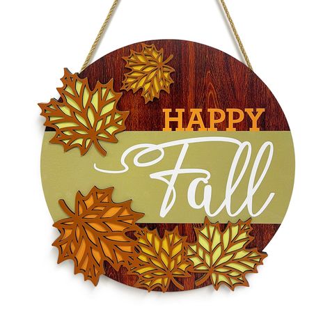 PRICES MAY VARY. 🏠 Fresh Design: This charming wooden fall sign is beautifully adorned with vibrant autumn maple leaves and the cheerful phrase "Happy Fall." It adds a warm, seasonal touch to your doorway, making it a perfect accent for your home. The sign comes with a sturdy hemp rope for easy hanging, so you can effortlessly showcase it anywhere. ❤️ Perfect Size: Measuring approximately 29 x 29 cm (11.4 x 11.4 inches), this delightful "Happy Fall" decor is the ideal size for your front door, Fall Maple Leaves, Sign For Front Door, Harvest Decor, Rustic Autumn, Fall Sign, Fall Thanksgiving Decor, Wood Farmhouse, Fallen Leaves, Harvest Decorations