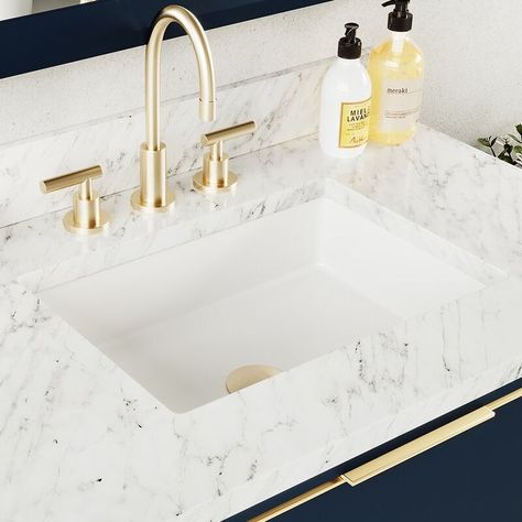 Sleek and Modern Undermount Sink w/ Gold. Under Mount Bathroom Sink, Traditional Bathroom Remodel, Best Bathroom Faucets, Sink Installation, Best Bath Towels, Wall Mount Sinks, Space Saving Bathroom, Best Bathroom Vanities, Wall Mount Sink