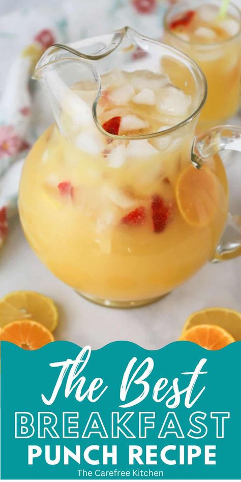 Breakfast Punch Recipe, Breakfast Punch, Brunch Punch, Garden Brunch, Punch Drinks, Drink Recipes Nonalcoholic, Brunch Drinks, Punch Recipe, Baby Shower Brunch