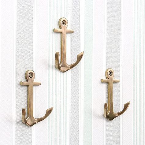 Nautical Towel Hooks, Nautical Wall Decor Ideas, Vintage Nautical Bathroom, Vintage Nautical Nursery, Hallway Hooks, Dark Nautical, Boat Remodel, Nautical Cottage, Spa Space