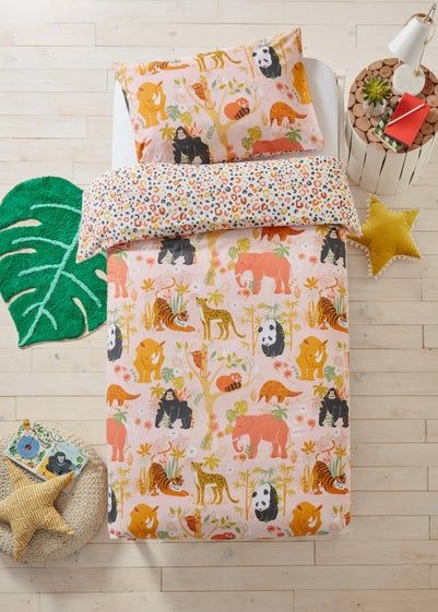 Kids & Nursery Homestore – Matalan Safari Bedroom, Jungle Bedroom, Toddler Duvet Cover, Pink Duvet, Kids Duvet, 100 Cotton Duvet Covers, Pink Duvet Cover, Endangered Animals, Garden Bedding