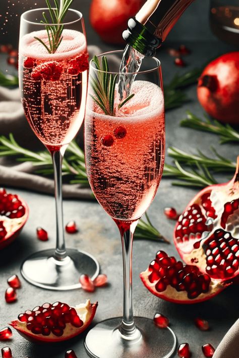 Elegant Drinks Aesthetic, Christmas Welcome Drinks, Xmas Mimosa, Champagne Thanksgiving Drink, Mimosa Bar Christmas, Winter Mimosas, Champagne Welcome Drink, Christmas Champagne Cocktails, Mimosa Aesthetic