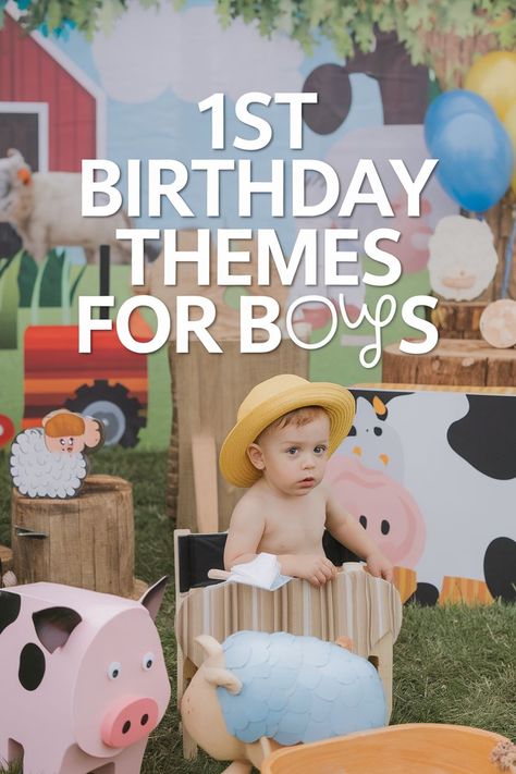 Must-See 1st Birthday Themes for Boys That Will Wow Your Guests Baby Boy First Bday Theme, Unique Boy Birthday Party Themes, Come One Come All First Birthday, Unique Boy First Birthday Theme, March First Birthday Ideas Boy, One Year Old Birthday Theme Boy, Little Boy First Birthday Ideas, First Baby Boy Birthday Themes, One Year Birthday Party Ideas For Boys