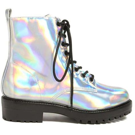 Forever21 Holographic Ankle Boots ($35) ❤ liked on Polyvore featuring shoes, boots, ankle booties, ankle boots, lace-up bootie, laced up boots, lace up ankle bootie, lace-up ankle booties and platform bootie Holographic Boots, Holographic Fashion, Ankle Boots Lace, Boots Platform, Booties Ankle Boots, Forever 21 Shoes, Lace Up Booties, Platform Ankle Boots, Boots Ankle